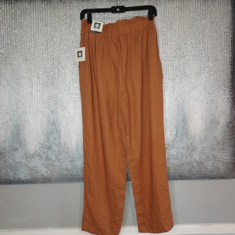 Anne Klein High Waisted Ankle length Linen blend Belted pants - Picture 3 of 6